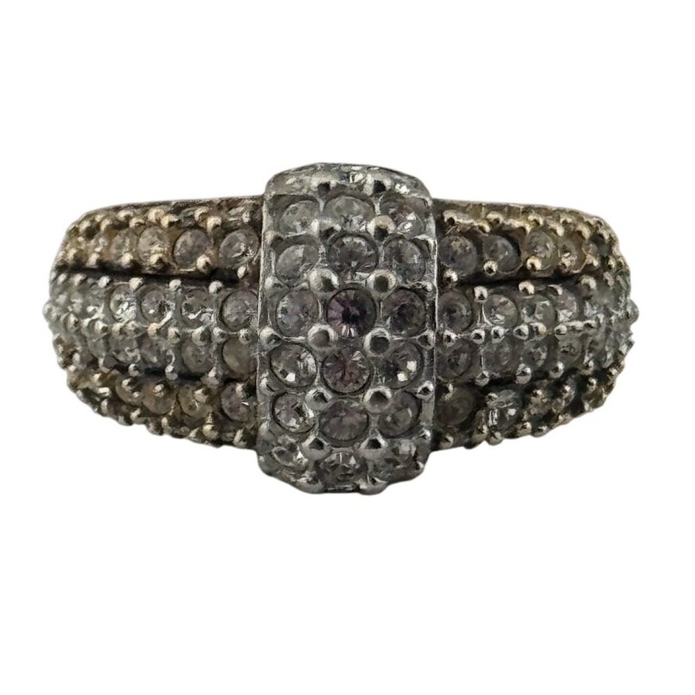 Swarovski Swan Signed‎ Sterling Silver Crystal Rhinestone Ring Size 4.25